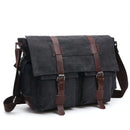 Black Men'S Canvas Messenger Bag Durable Work Bag Laptop Shoulder Bag Australian