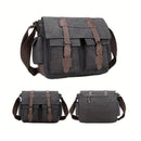 Black Men'S Canvas Messenger Bag Durable Work Bag Laptop Shoulder Bag Australian