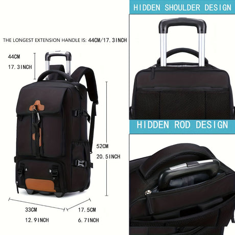 Travel Backpack With Wheels Convertible Backpack Rolling Backpack Australia - Black combined with off - white - Size Routine