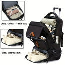 Travel Backpack With Wheels Convertible Backpack Rolling Backpack Australia - Black combined with off - white - Size Routine