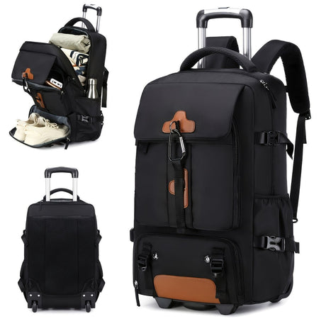 Travel Backpack With Wheels Convertible Backpack Rolling Backpack Australia - Lake blue - Size Routine