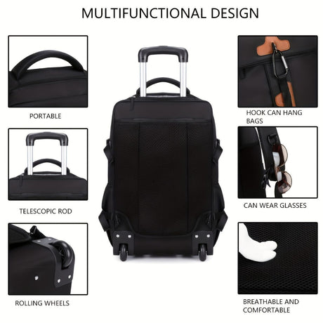 Travel Backpack With Wheels Convertible Backpack Rolling Backpack Australia - Lake blue - Size Routine
