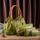 Vintage Bag Set Women'S Bag Set Tote Bag Cross-Body Bag Clutch Card Holder - Brown - Size 32-16-20