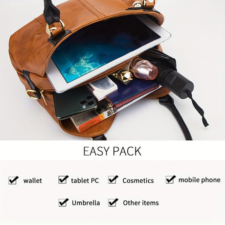 Vintage Bag Set Women'S Bag Set Tote Bag Cross-Body Bag Clutch Card Holder - Brown - Size 32-16-20