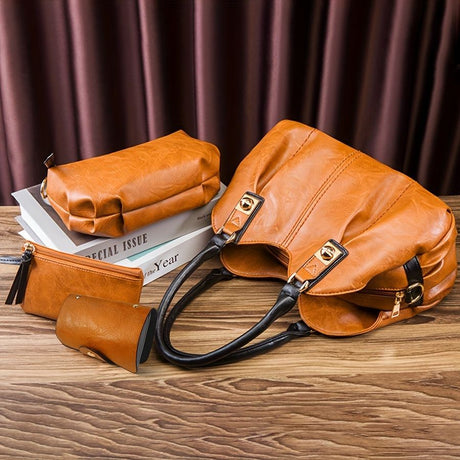 Vintage Bag Set Women'S Bag Set Tote Bag Cross-Body Bag Clutch Card Holder - Green - Size 32-16-20