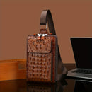 Brown Black Men'S Chest Bag Crocodile-Embossed Bag Travel Bag Daily Use Bag Stylish Mens