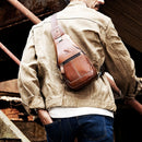 Brown Black Leather Sling Bag Crossbody Bag Chest Bag Travel Bag Quality Leather Bag