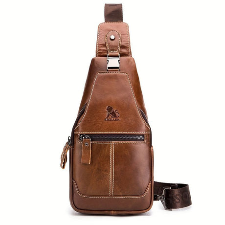 Brown Black Leather Sling Bag Crossbody Bag Chest Bag Travel Bag Quality Leather Bag