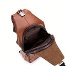 Brown Black Leather Sling Bag Crossbody Bag Chest Bag Travel Bag Quality Leather Bag