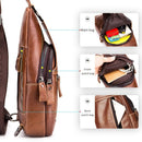 Brown Black Leather Sling Bag Crossbody Bag Chest Bag Travel Bag Quality Leather Bag