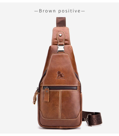 Brown Black Leather Sling Bag Crossbody Bag Chest Bag Travel Bag Quality Leather Bag