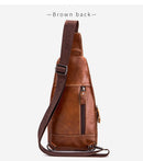 Brown Black Leather Sling Bag Crossbody Bag Chest Bag Travel Bag Quality Leather Bag