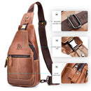 Brown Black Leather Sling Bag Crossbody Bag Chest Bag Travel Bag Quality Leather Bag