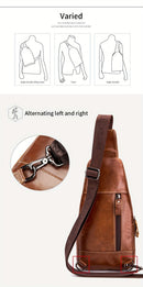 Brown Black Leather Sling Bag Crossbody Bag Chest Bag Travel Bag Quality Leather Bag