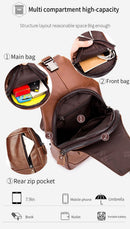Brown Black Leather Sling Bag Crossbody Bag Chest Bag Travel Bag Quality Leather Bag
