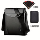 Black Men'S Crossbody Bag Leather Crossbody Bag Travel Bag Everyday Carry Bag