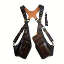 Brown Gray Blue Black Leather Chest Rig Travel Backpack Outdoor Backpack Leather Backpack Adjustable