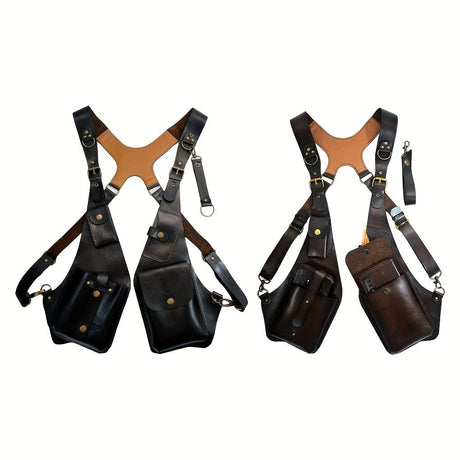 Brown Gray Blue Black Leather Chest Rig Travel Backpack Outdoor Backpack Leather Backpack Adjustable