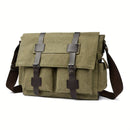 Navy Black Blue Canvas Messenger Bag Travel Bag High-Quality Bag Adjustable Strap Multiple