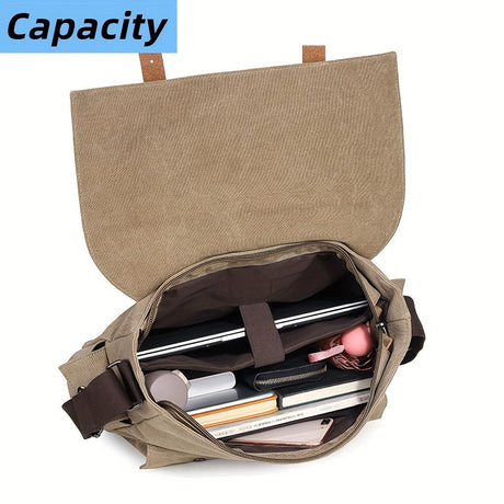 Navy Black Blue Canvas Messenger Bag Travel Bag High-Quality Bag Adjustable Strap Multiple