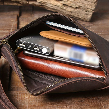 dark coffee color Black Top-Grain Leather Cross-Body Bag Leather Crossbody Bag Australian Leather Bag