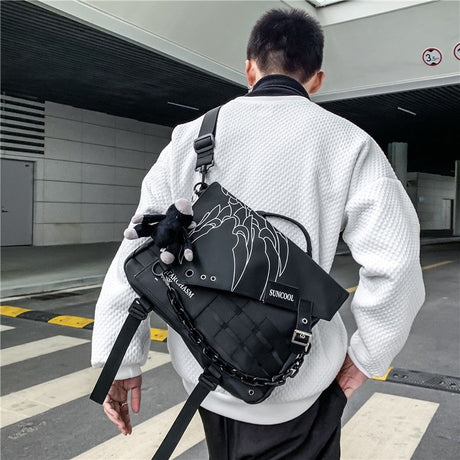 Black Trendy Cross-Body Backpack High-Quality Backpack Travel Backpack Daily Use