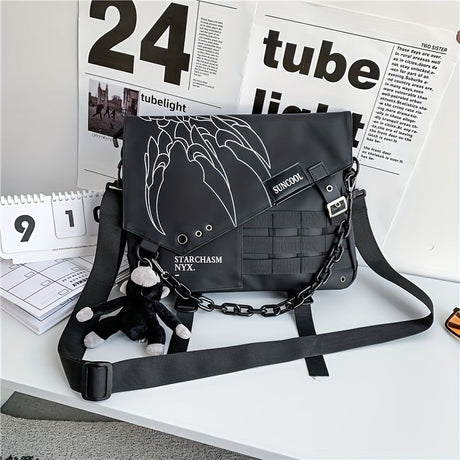Black Trendy Cross-Body Backpack High-Quality Backpack Travel Backpack Daily Use