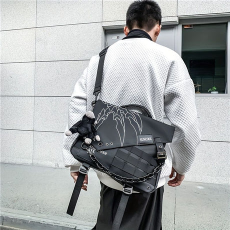 Black Trendy Cross-Body Backpack High-Quality Backpack Travel Backpack Daily Use