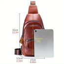 Brown Leather Sling Backpack Top-Grain Cowhide Backpack Travel Sling Bag Stylish