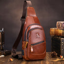 Brown Leather Sling Backpack Top-Grain Cowhide Backpack Travel Sling Bag Stylish