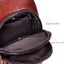 Brown Leather Sling Backpack Top-Grain Cowhide Backpack Travel Sling Bag Stylish