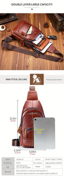 Brown Leather Sling Backpack Top-Grain Cowhide Backpack Travel Sling Bag Stylish
