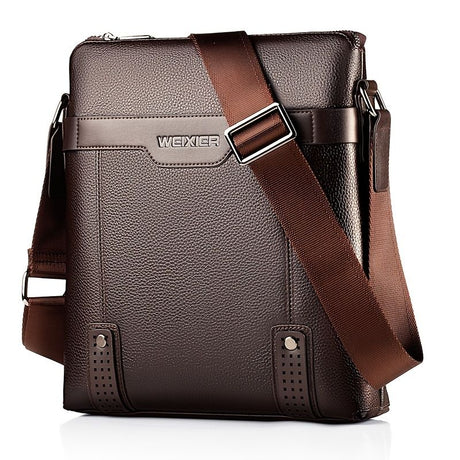 Brown Men'S Crossbody Bag Composite Leather Bag Adjustable Shoulder Strap Spacious