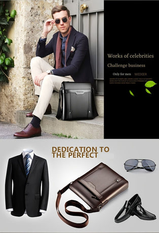 Brown Men'S Crossbody Bag Composite Leather Bag Adjustable Shoulder Strap Spacious