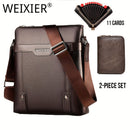 Brown Men'S Crossbody Bag Composite Leather Bag Adjustable Shoulder Strap Spacious