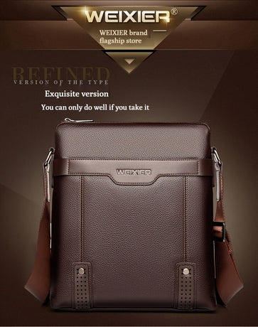 Brown Men'S Crossbody Bag Composite Leather Bag Adjustable Shoulder Strap Spacious