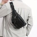 Black Brown Leather Fanny Pack Travel Fanny Pack Multi-Compartment Fanny Pack Adjustable