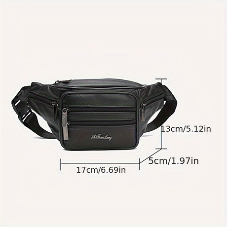 Black Brown Leather Fanny Pack Travel Fanny Pack Multi-Compartment Fanny Pack Adjustable