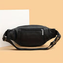 Black Brown Leather Fanny Pack Travel Fanny Pack Multi-Compartment Fanny Pack Adjustable