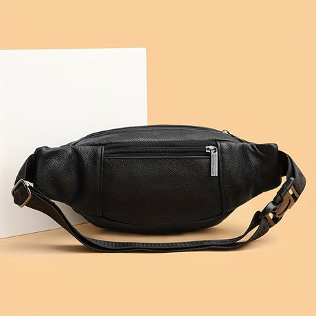 Black Brown Leather Fanny Pack Travel Fanny Pack Multi-Compartment Fanny Pack Adjustable