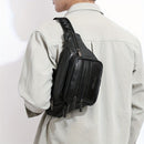Black Brown Leather Fanny Pack Travel Fanny Pack Multi-Compartment Fanny Pack Adjustable