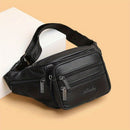Black Brown Leather Fanny Pack Travel Fanny Pack Multi-Compartment Fanny Pack Adjustable