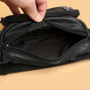 Black Brown Leather Fanny Pack Travel Fanny Pack Multi-Compartment Fanny Pack Adjustable