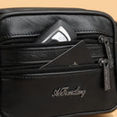 Black Brown Leather Fanny Pack Travel Fanny Pack Multi-Compartment Fanny Pack Adjustable