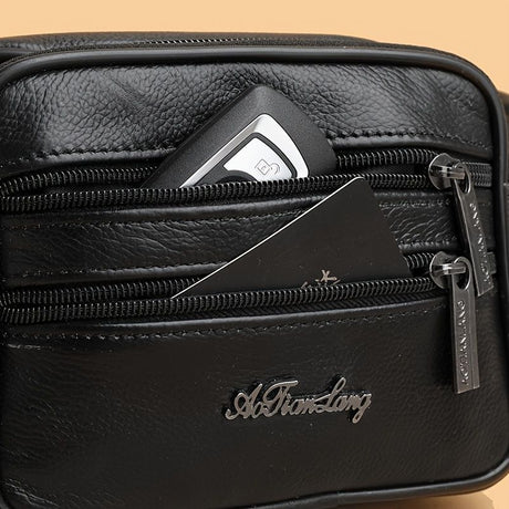 Black Brown Leather Fanny Pack Travel Fanny Pack Multi-Compartment Fanny Pack Adjustable