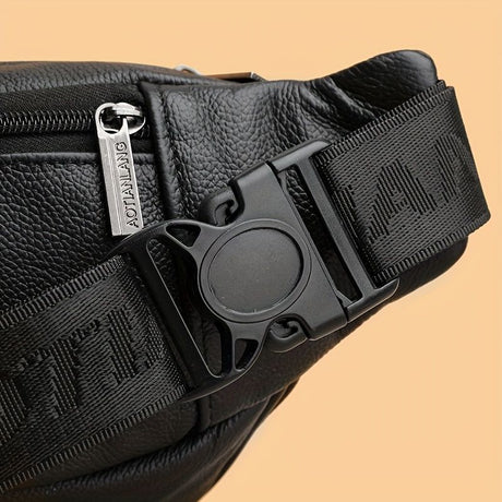 Black Brown Leather Fanny Pack Travel Fanny Pack Multi-Compartment Fanny Pack Adjustable