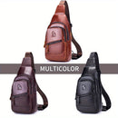 Black Brown Leather Sling Backpack Top-Grain Cowhide Travel Backpack Organized Storage