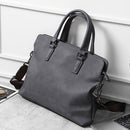 Gray Brown Men'S Leather Briefcase Laptop Bag Professional Carry-All Commuter Attaché