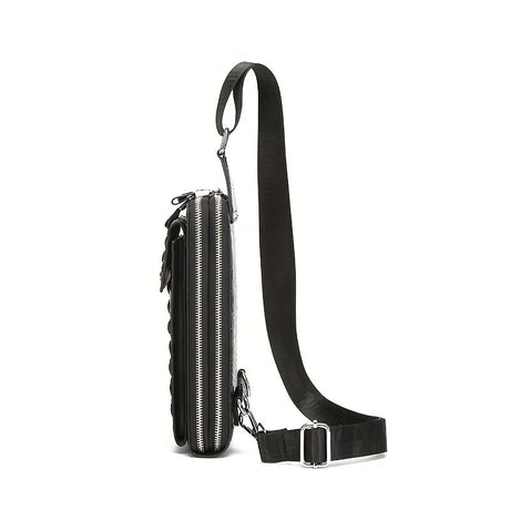 Black Brown Leather Cross-Body Bag Sling Bag Crocodile Pattern Bag Travel Bag Premium