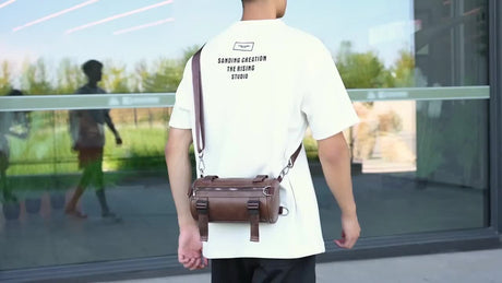 Brown Unisex Cross-Body Bag Travel Bag Leather-Like Bag Adjustable Strap Bag